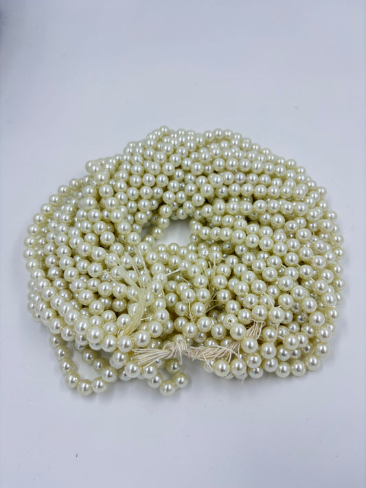 6mm OFF-WHITE ROUND MOTI DOUDLE COATING