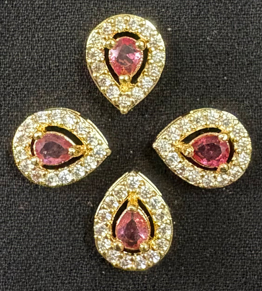 AD stone tilak shape baby pink color (small)