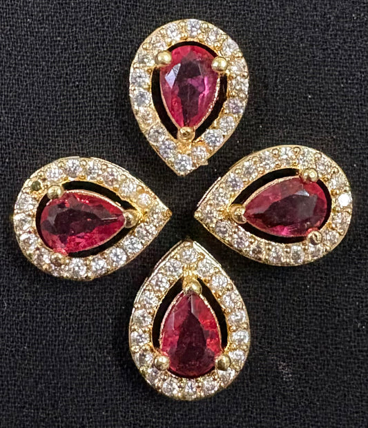 AD stone tilak shape pink color (big)