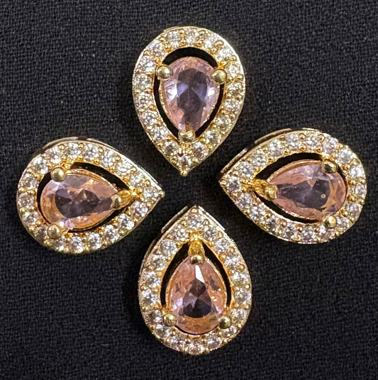 AD stone tilak shape baby pink color (BIG)